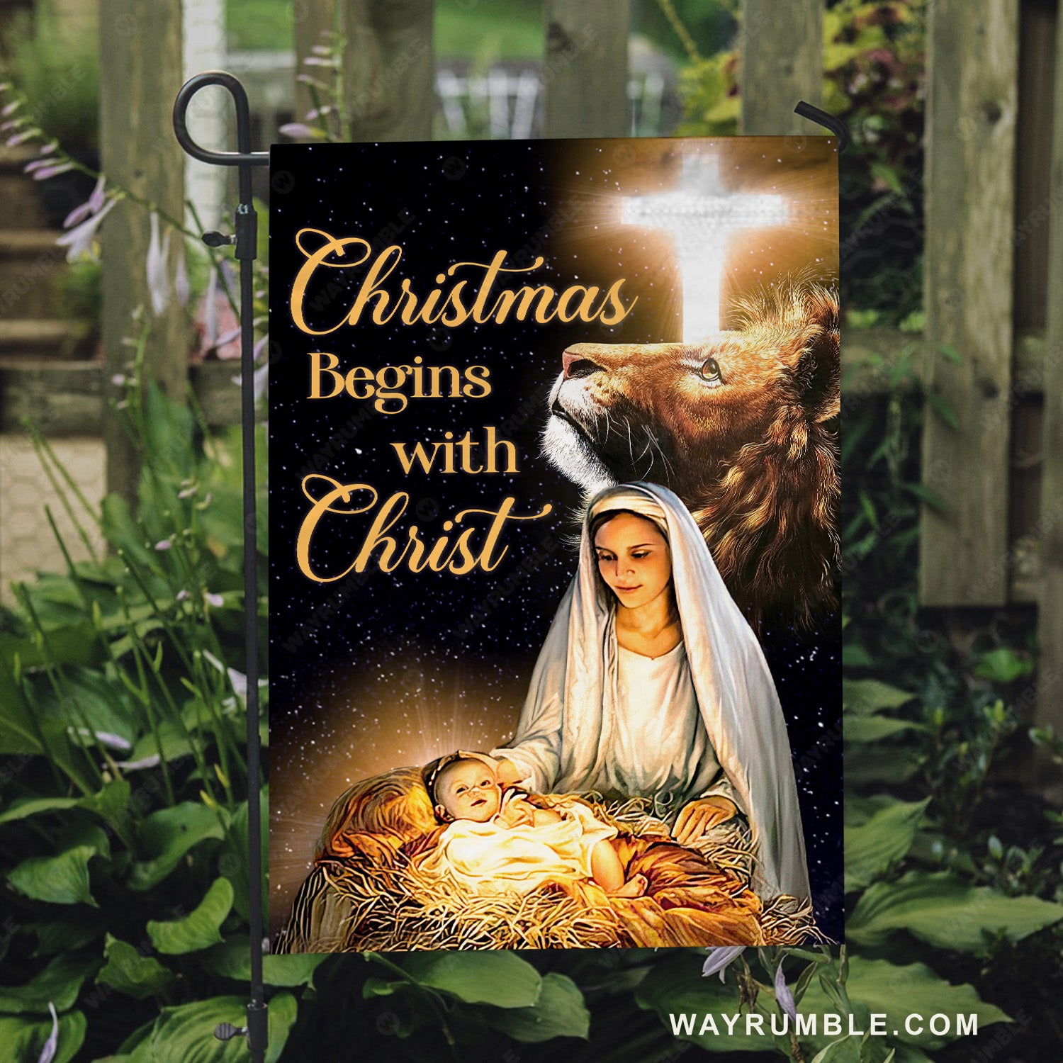 Happy Jesus, Stunning night, Beautiful Maria, Christmas begins with Christ - Jesus Flag
