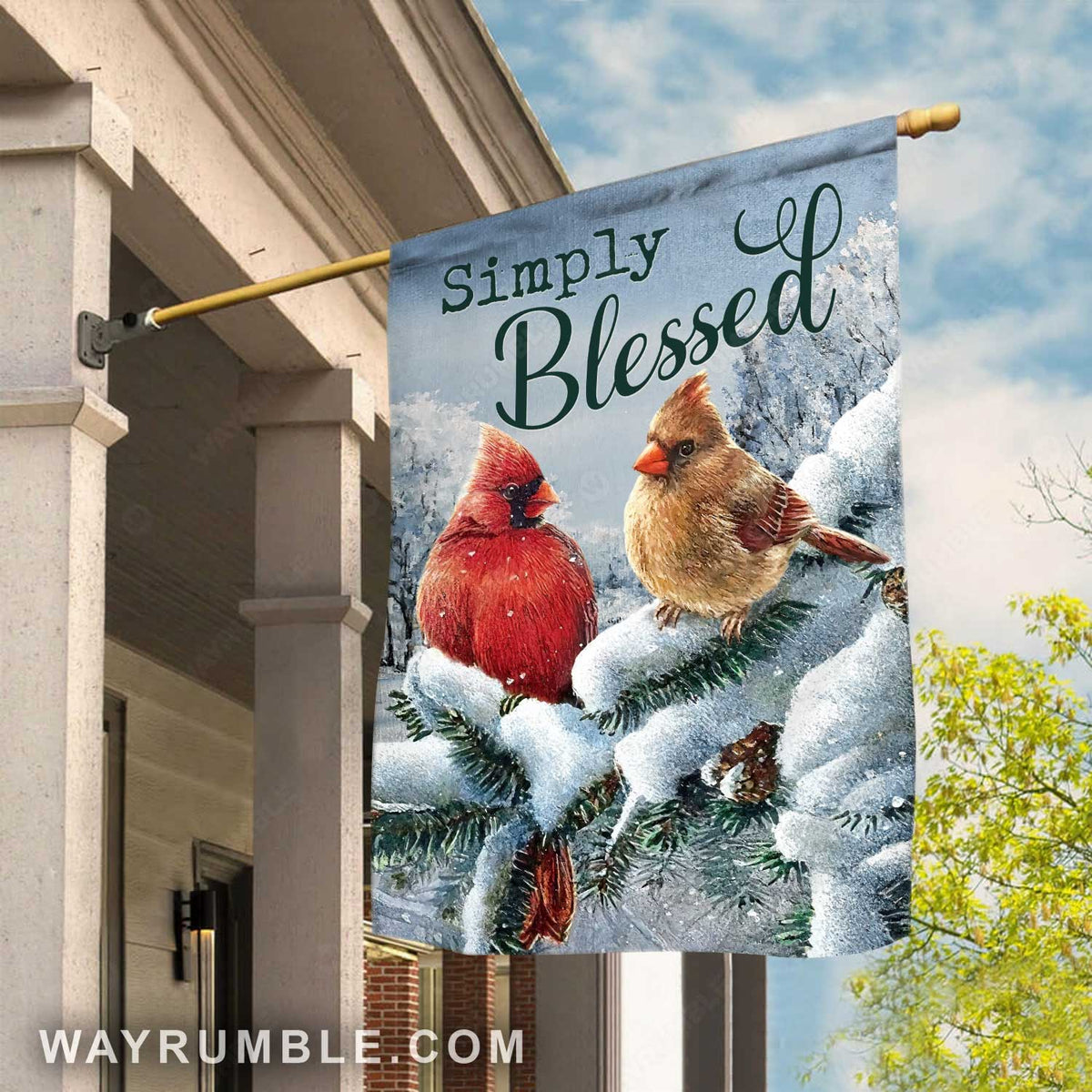 Frozen forest artwork, Big cardinal, Winter drawing, Simply blessed - Jesus Flag