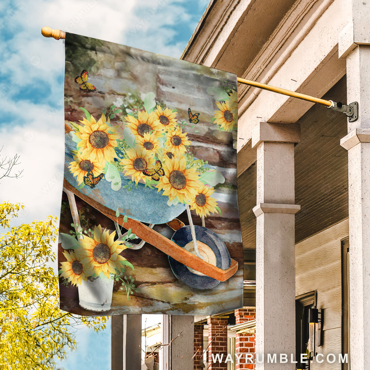 Sunflower drawing, Orange butterfly, Flower garden - Jesus Flag