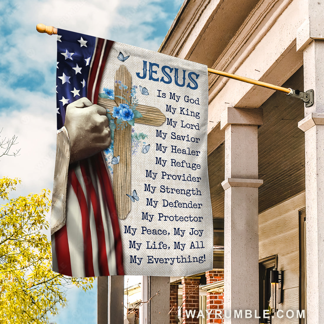 Pretty flower vase, Unique cross, Jesus&#39;s hand, Jesus is my everything - Jesus Flag