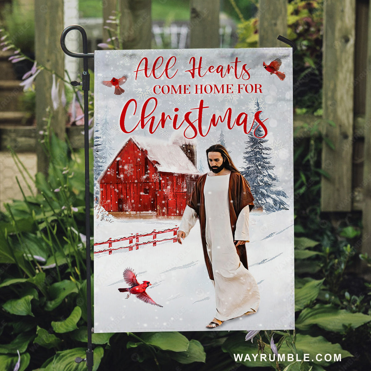 Beautiful flag, Winter vibe Happy Christmas, Jesus painting, All hearts come home for Christmas - Jesus Flag