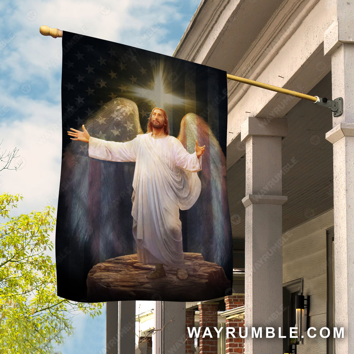 Jesus calls, Infinite halo, White cross, Walking with Jesus - Jesus Flag