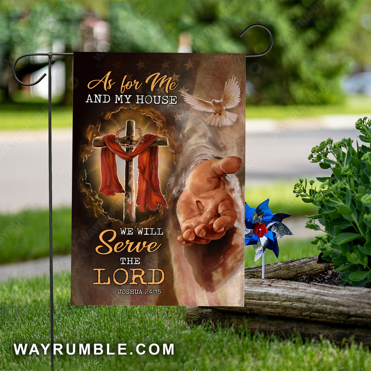 Cross drawing, Dove painting, Jesus&#39;s hand, We will serve the Lord - Jesus Flag