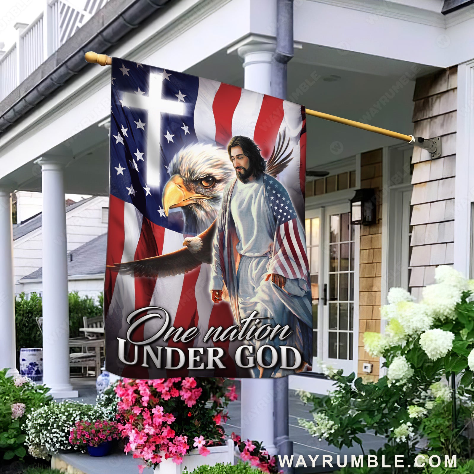 Strong bird, The cross, One nation under God- Jesus Flag