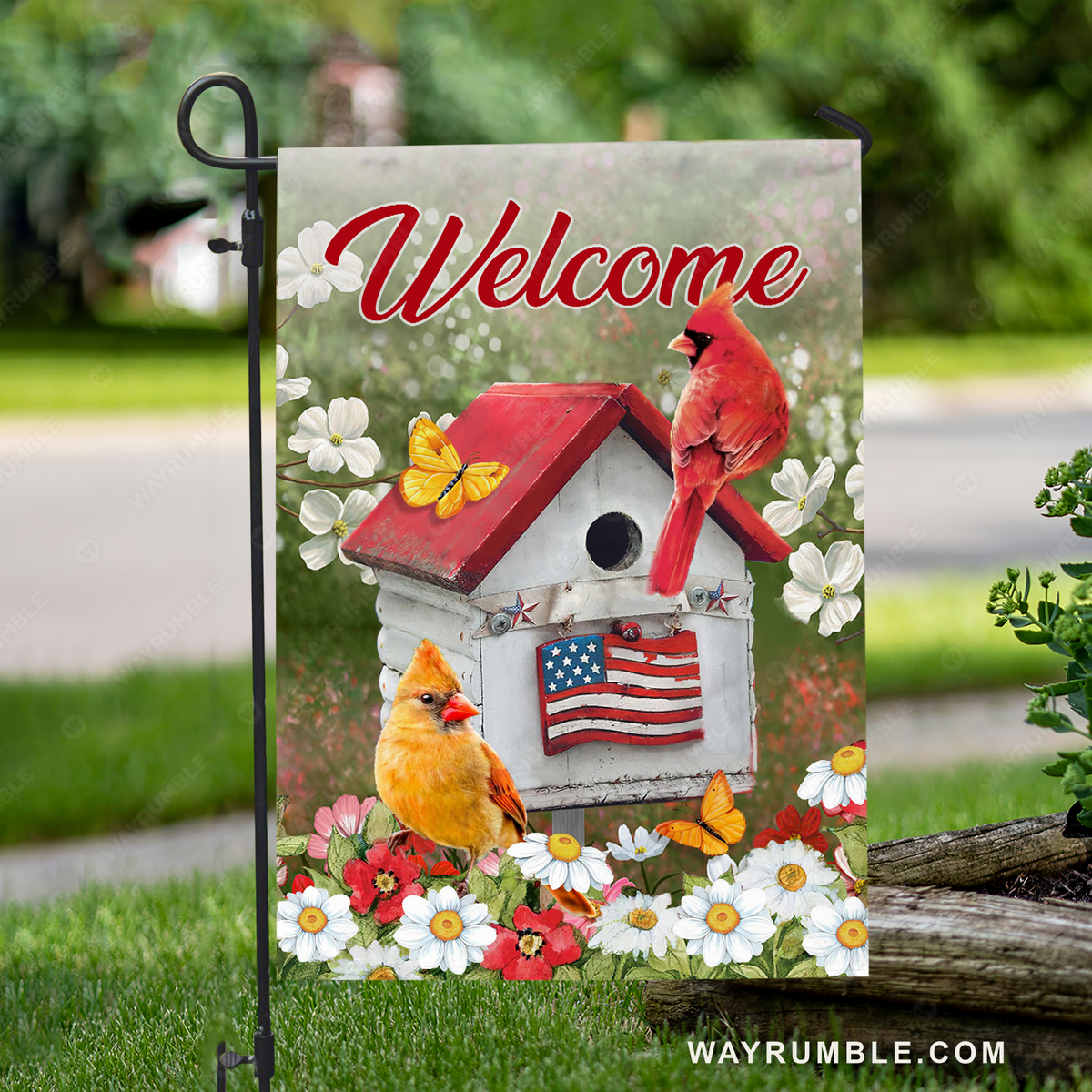 Cute birdhouse, Cardinal painting, Daisy garden, Jasmine flower, Welcome - Jesus Flag