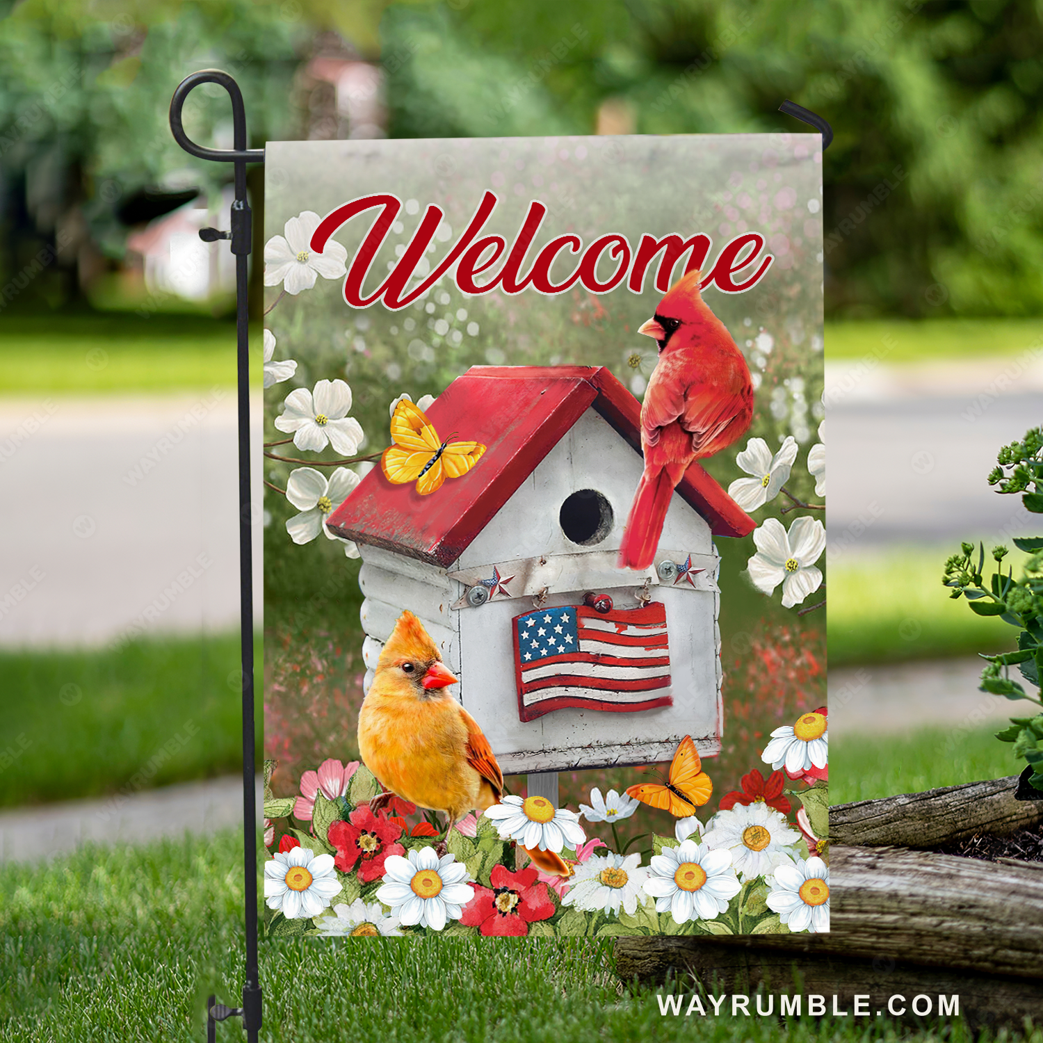 Cute birdhouse, Cardinal painting, Daisy garden, Jasmine flower, Welcome - Jesus Flag