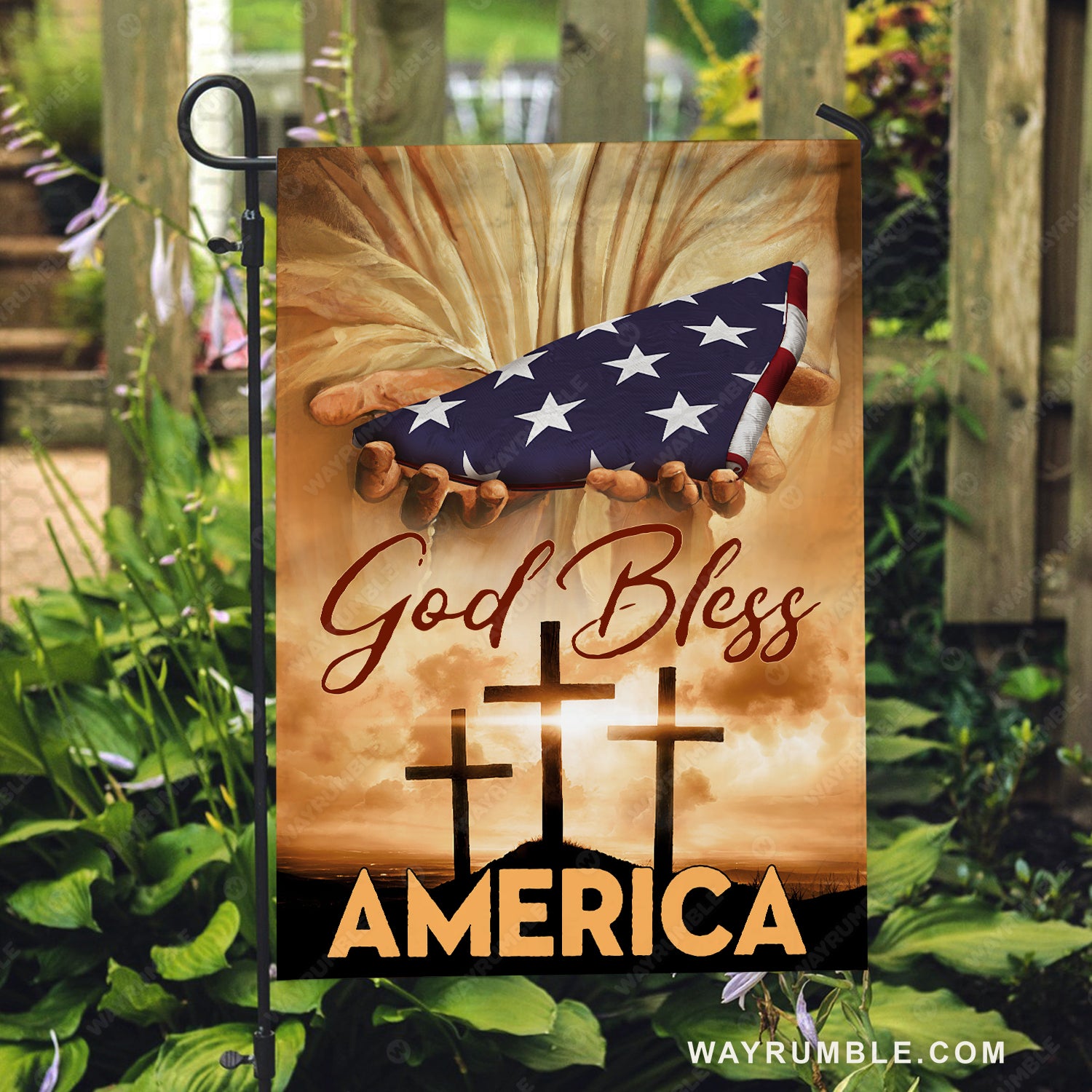 Special gift, US flag painting, Cross symbol, God bless America - Jesus Flag