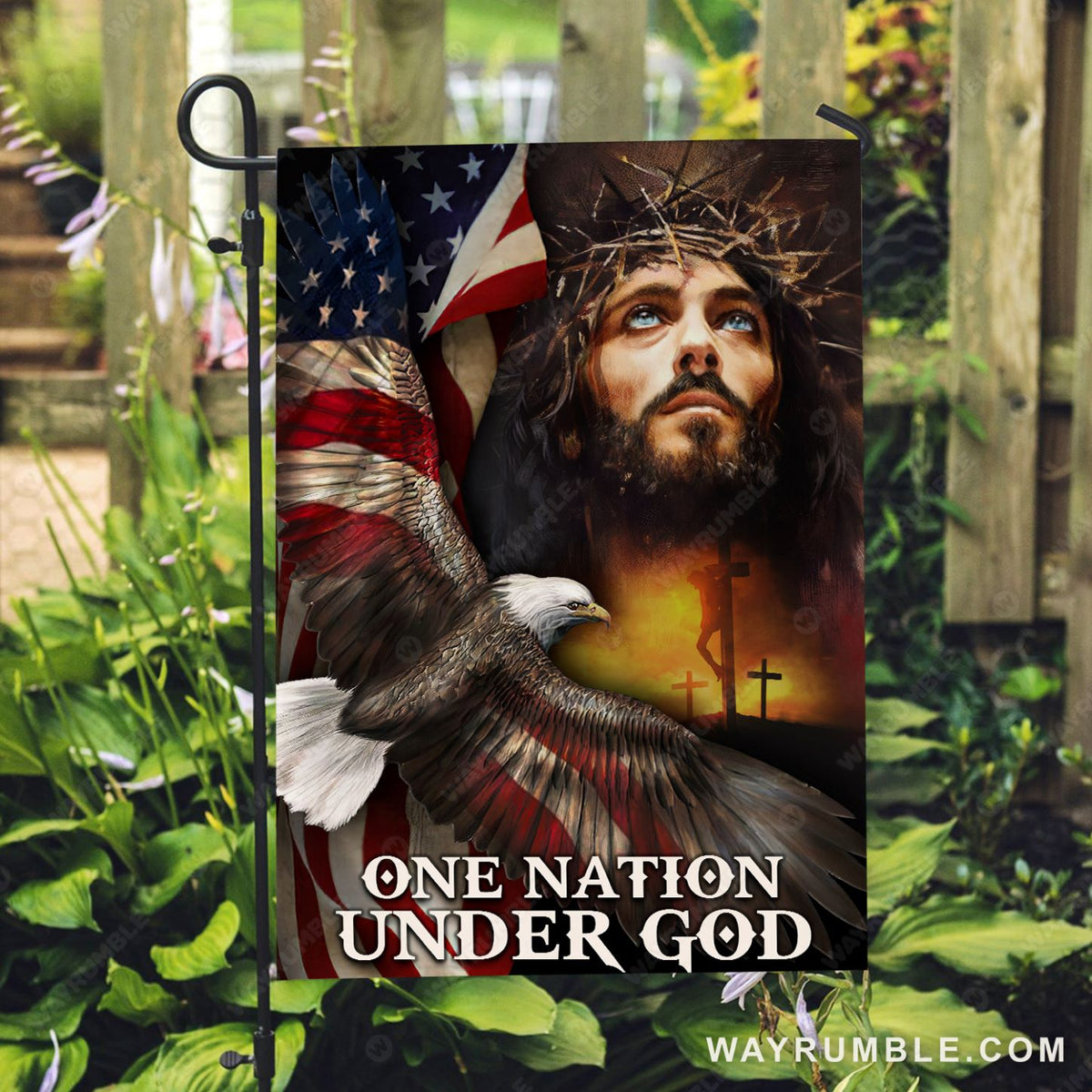 Jesus Christ, Eagle, US flag, Cross symbol - Jesus Flag