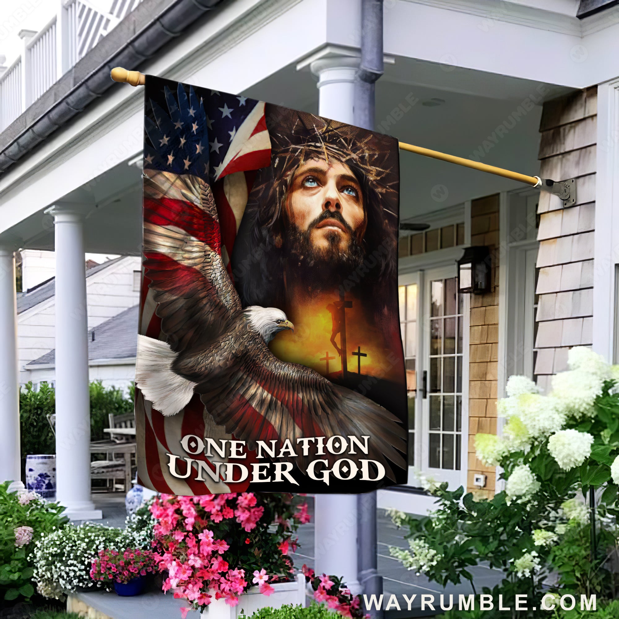 Jesus Christ, Eagle, US flag, Cross symbol - Jesus Flag