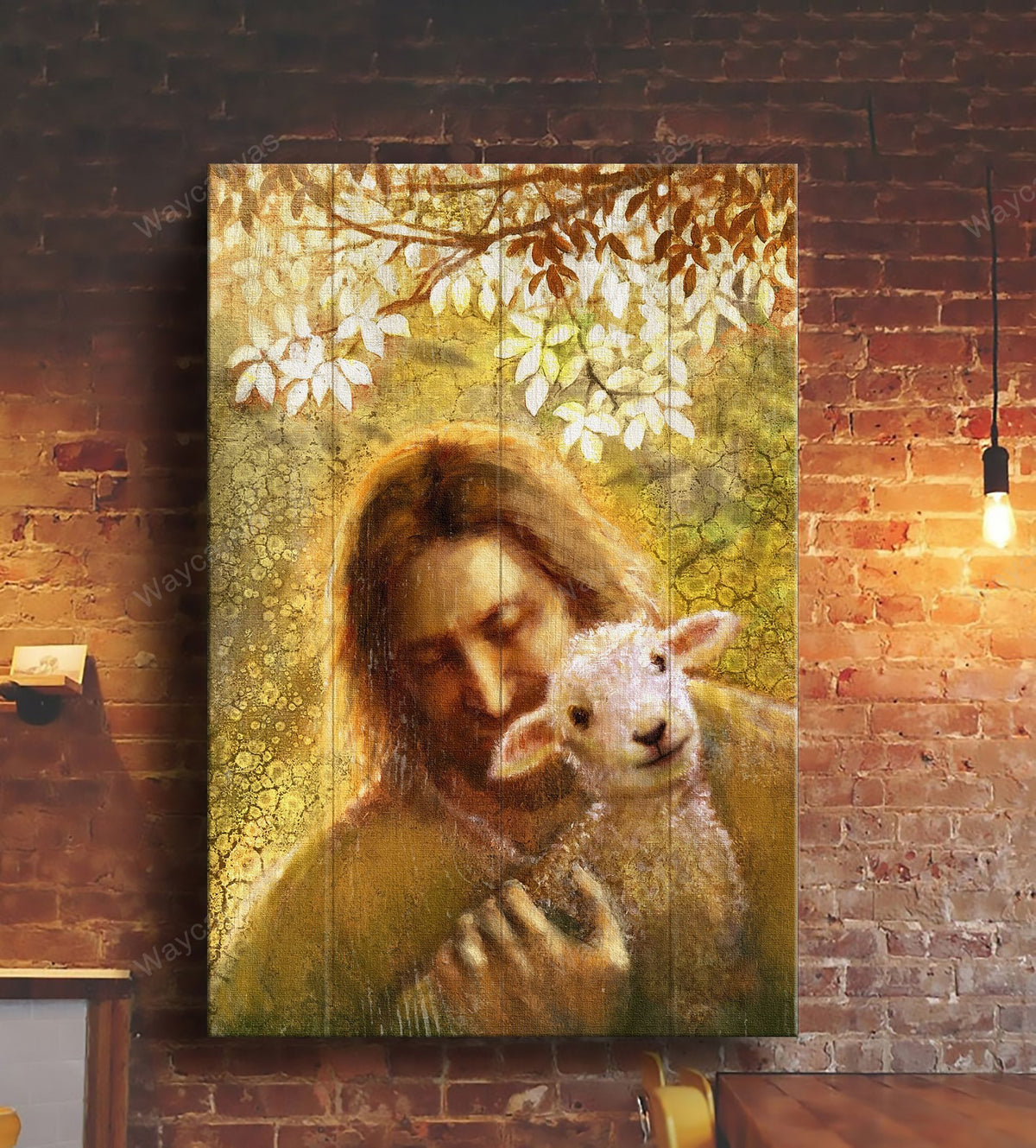 White lamb painting, Jesus drawing, Beautiful day - Jesus Portrait Canvas Prints, Wall Art