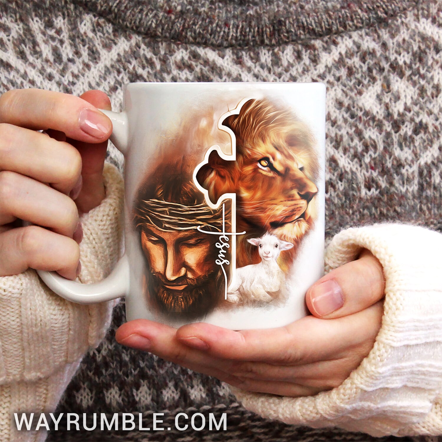 Jesus symbol, Lion king, Lamb drawing, Orange background, Jesus - Jesus White Mug