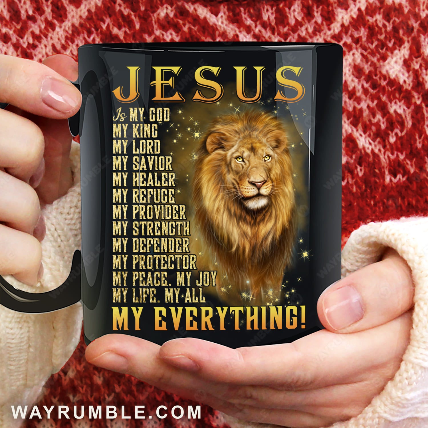 Lion king, Beautiful night, Stars in the sky, Jesus is my everything - Jesus Black Mug