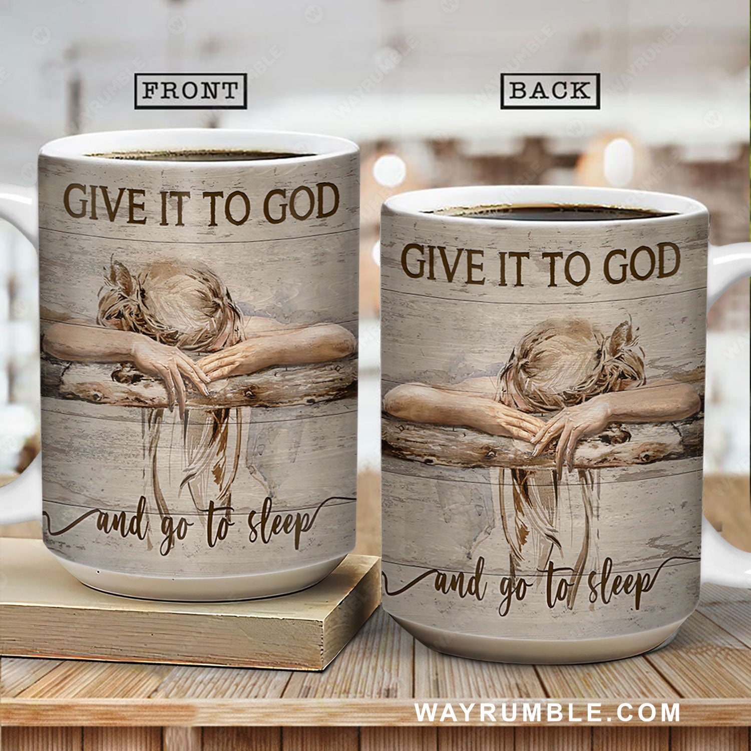 Sleeping girl, Give it to God and go to sleep - Jesus AOP Mug