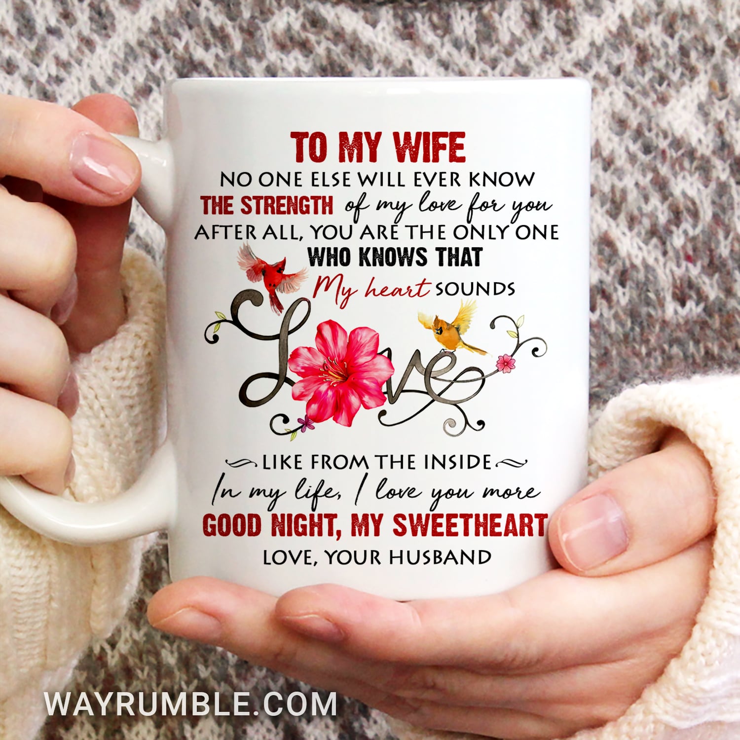To my wife, Cardinal, Good night, my sweetheart - Couple White Mug