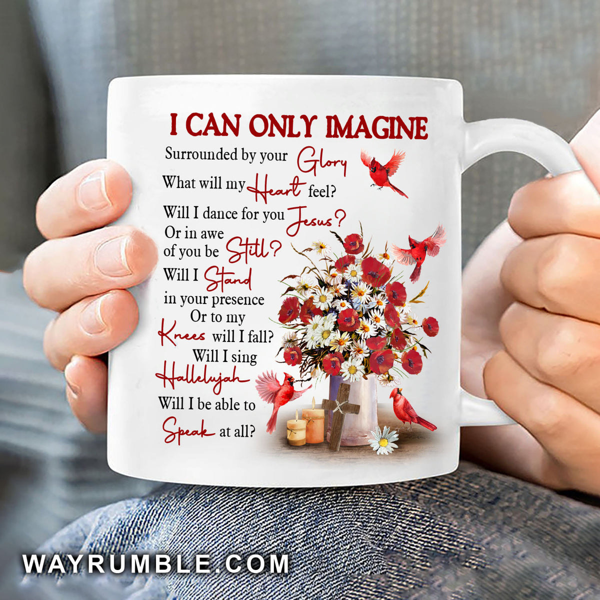 Cardinal, Daisy flower, Poppy flower vase, I can only imagine - Jesus White Mug