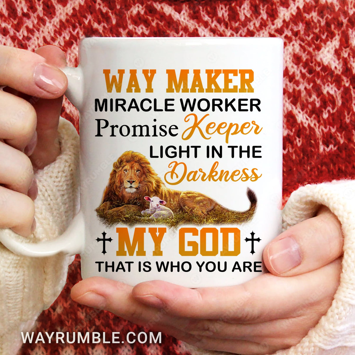 The amazing Lion and the Lamb of God, My God is the light in the darkness - Jesus White Mug