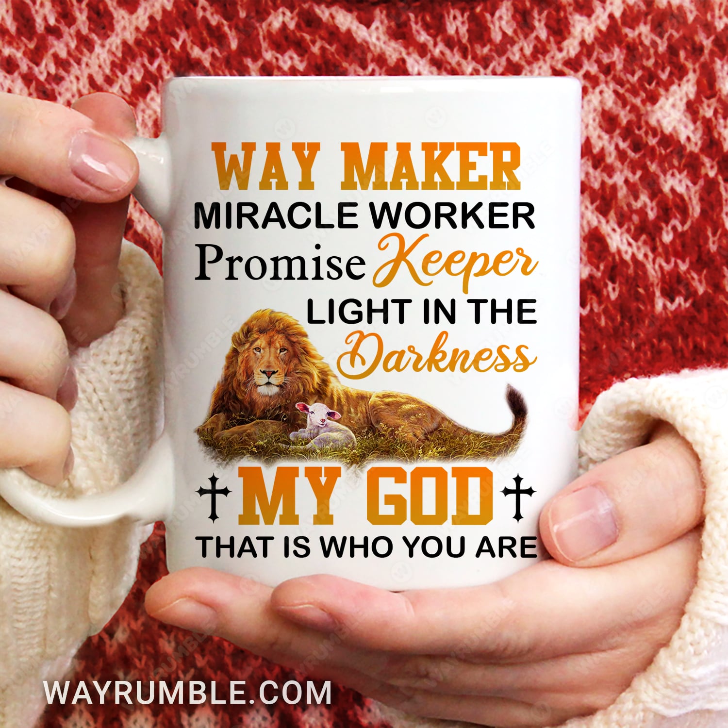 The amazing Lion and the Lamb of God, My God is the light in the darkness - Jesus White Mug