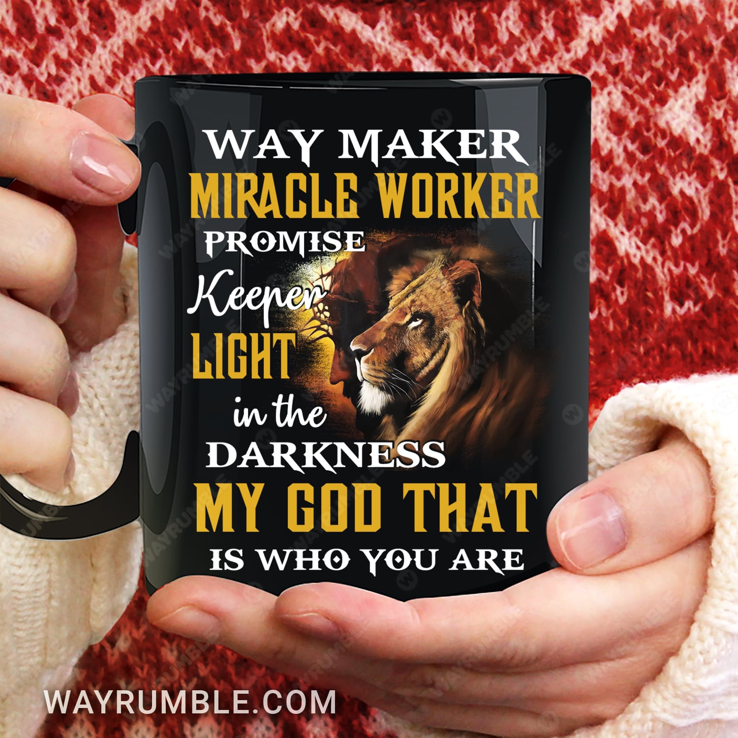 Lion of Judah, Jesus painting, Jesus is the light in the darkness - Jesus Black Mug 