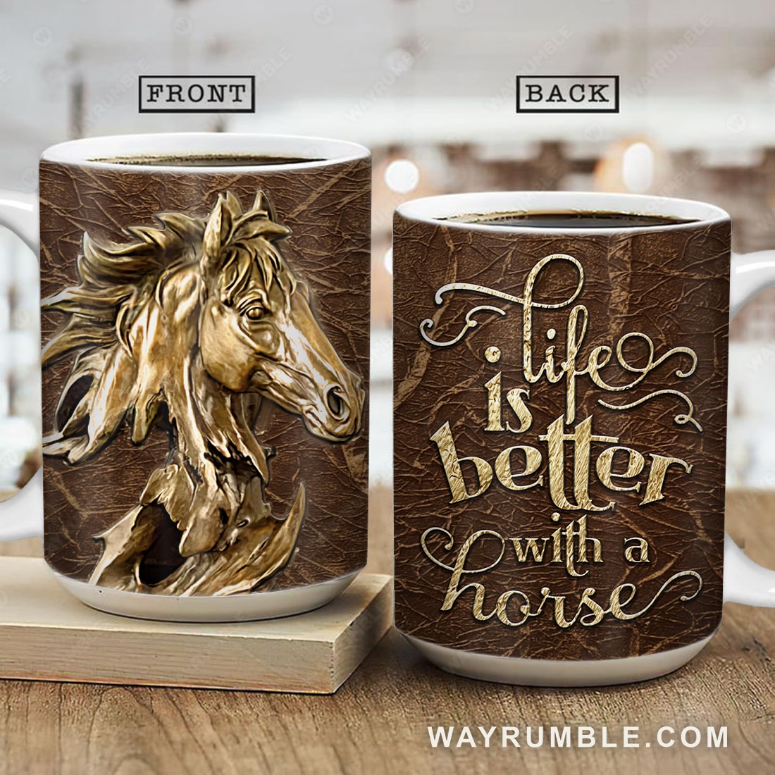 Golden Horse, Life is better with a horse - Jesus AOP Mug