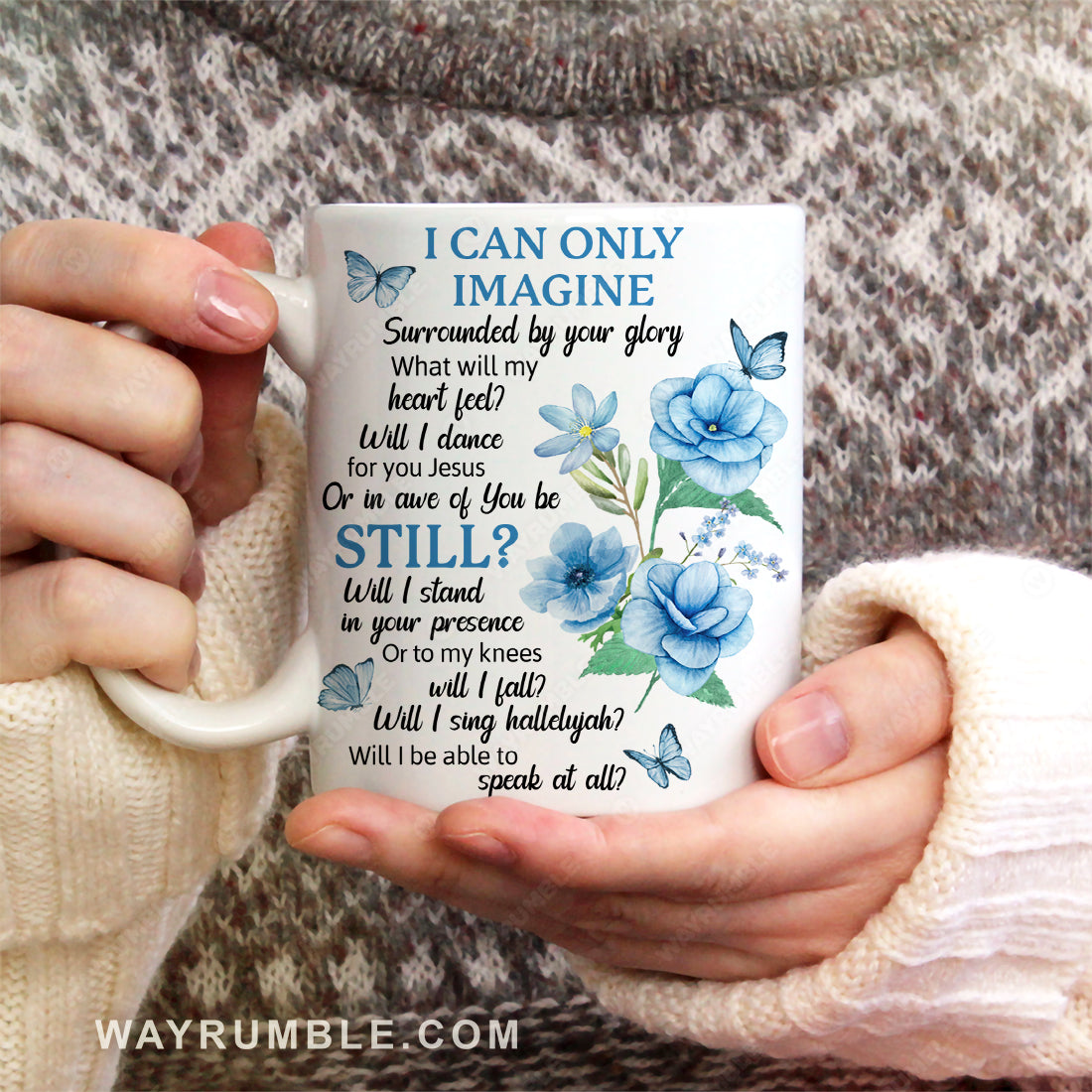 Blue jasmine flower, Beautiful butterfly, I can only imagine - Jesus White Mug