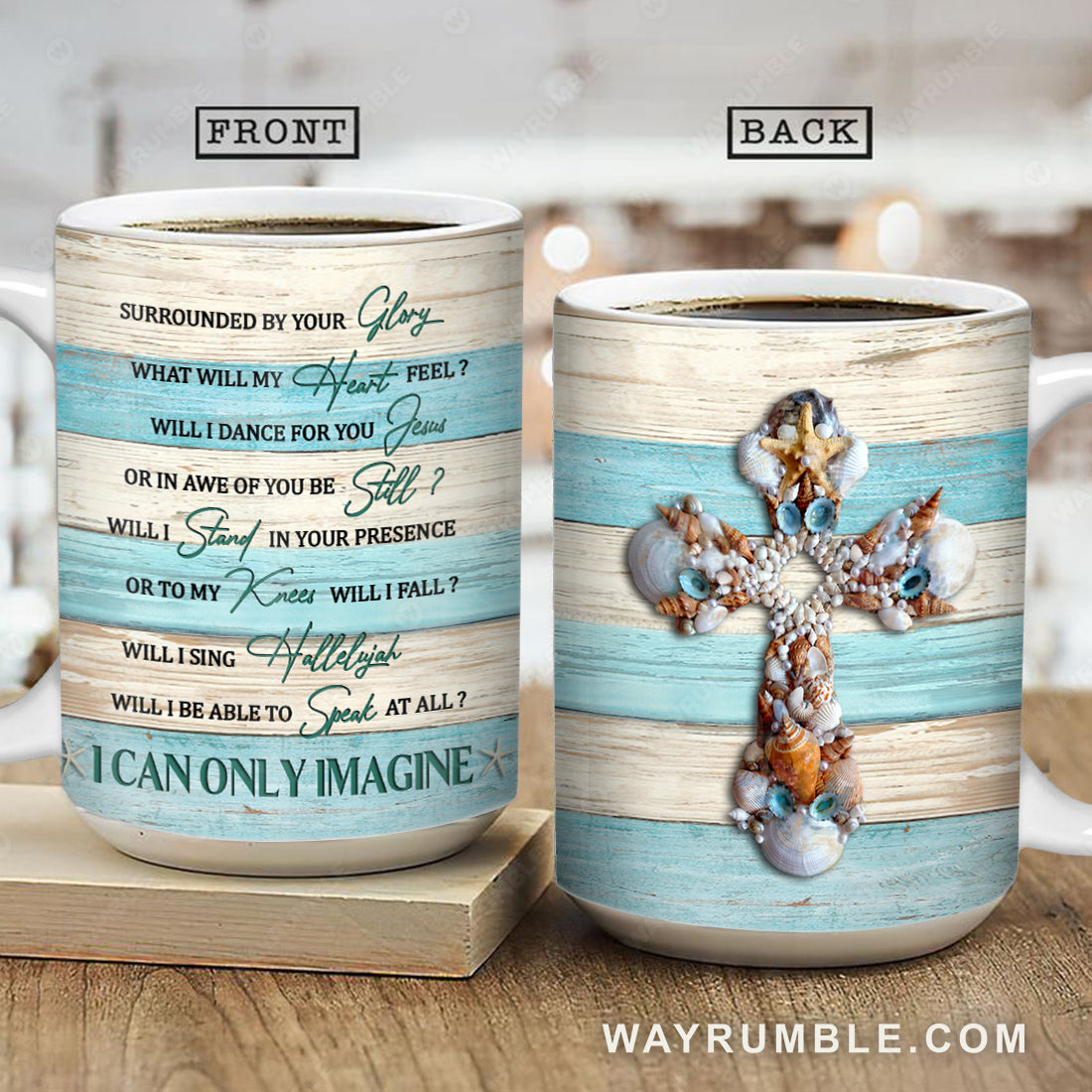 Seashell cross, I can only imagine - Jesus AOP Mug
