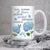 Blue hydrangea flower, Crystal butterfly, I am blessed chosen, adopted, accept, redeemed & forgiven - Jesus White Mug