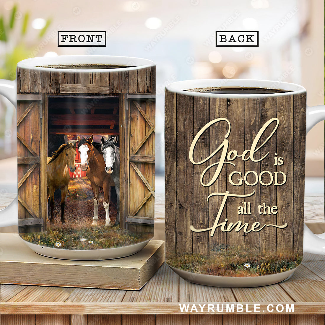 Race house, Wooden house, Daisy flower, God is good all the time - Jesus AOP Mug
