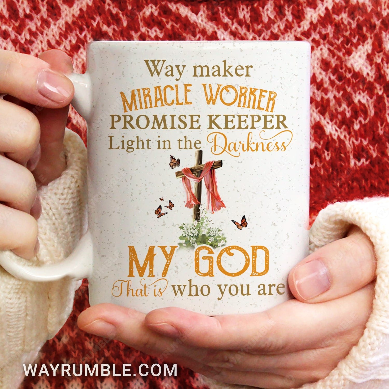 The beautiful wooden cross, My God is the light in the darkness - Jesus AOP Mug