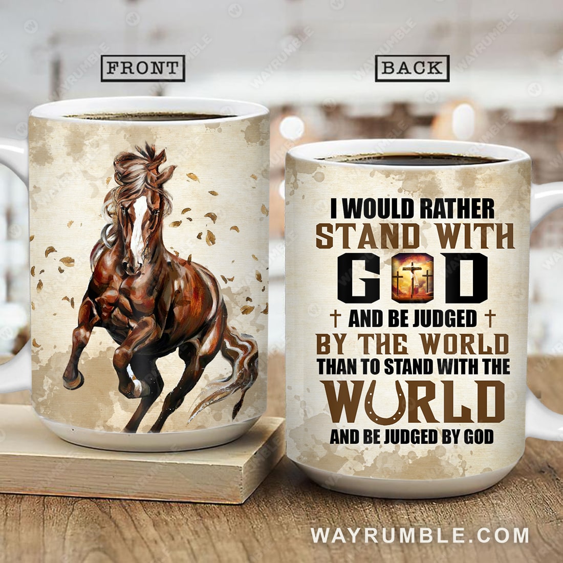 Horse painting, The incredible runner, I Would rather stand with God - Jesus AOP Mug