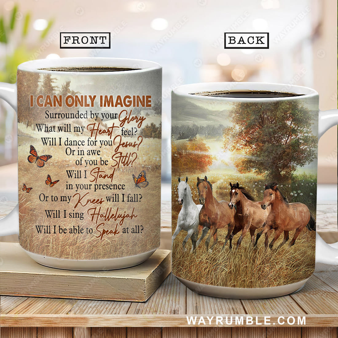 Horse painting, Running horses, On the grassland, I can only imagine - Jesus AOP Mug 