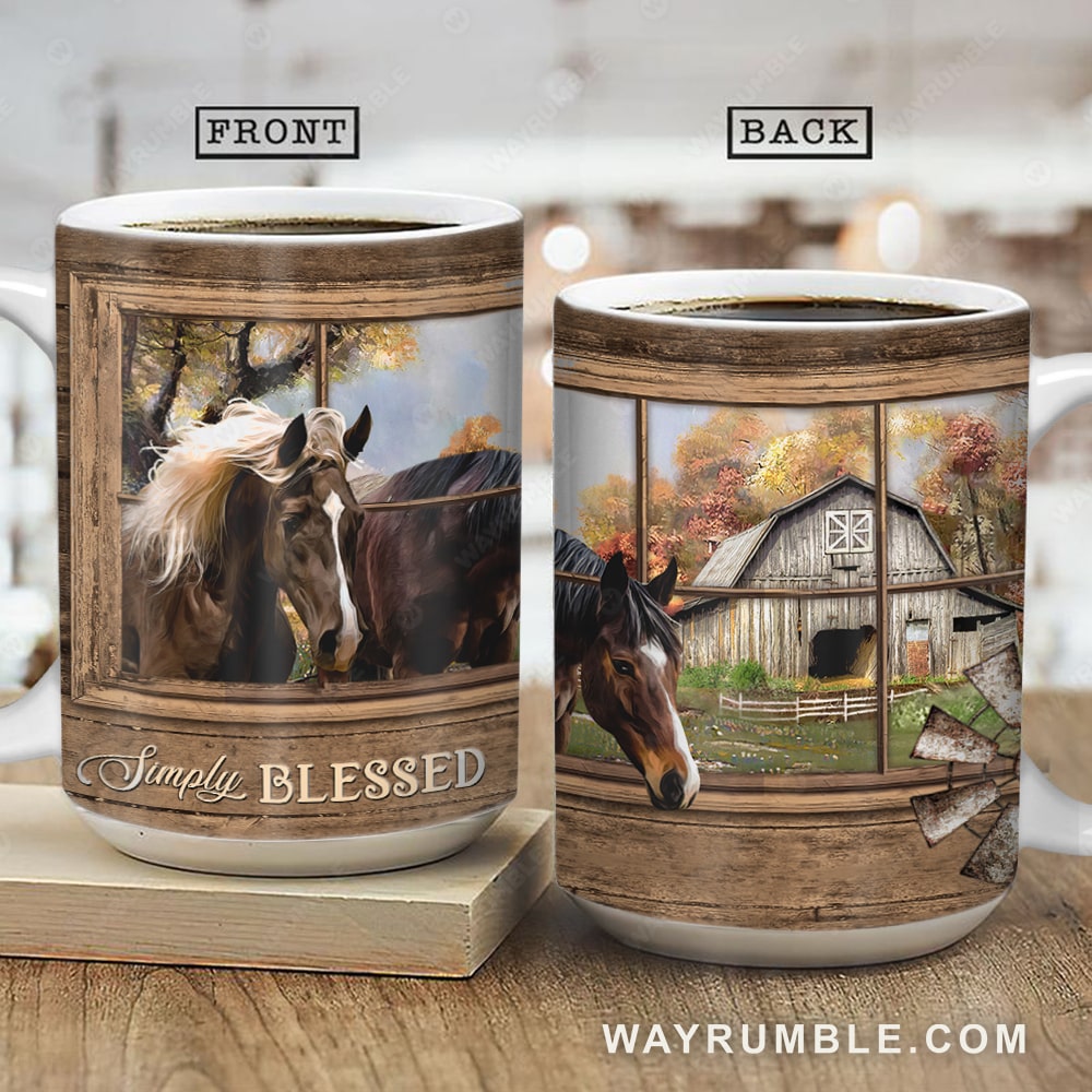 Dream horse, Autumn forest, Green meadow, Simply blessed - Jesus AOP Mug