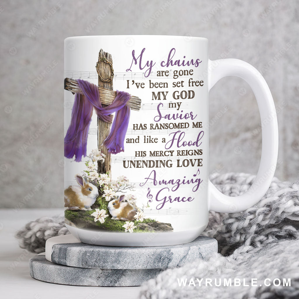 Cross symbol, Lily Flower, Unending love, Amazing Grace - Jesus White Mug