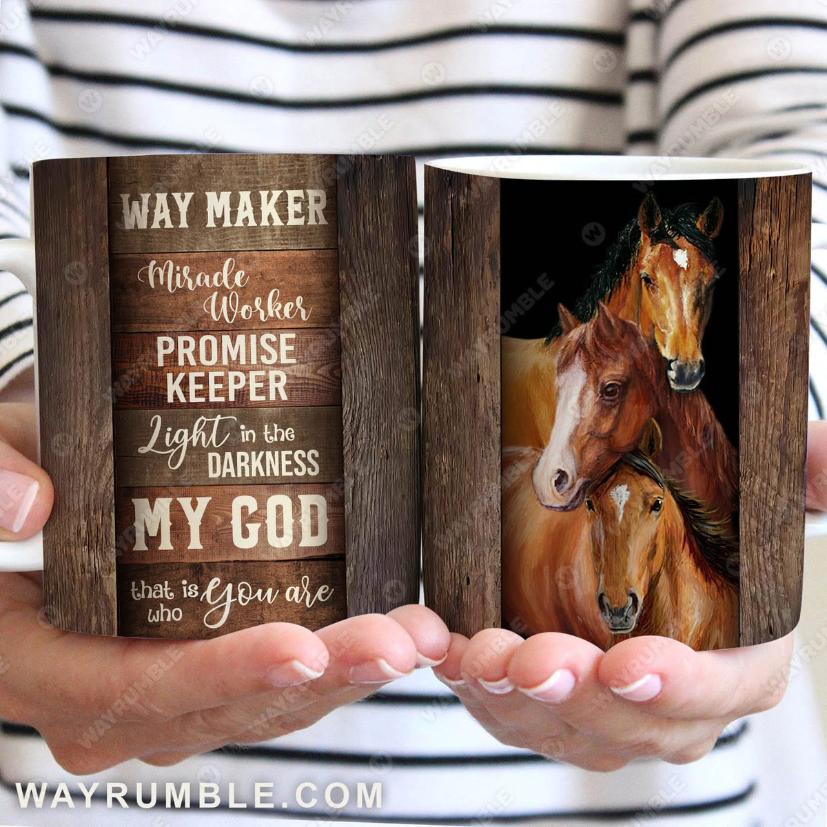 Dream horses, Wooden background, My God that is who you are - Jesus AOP Mug