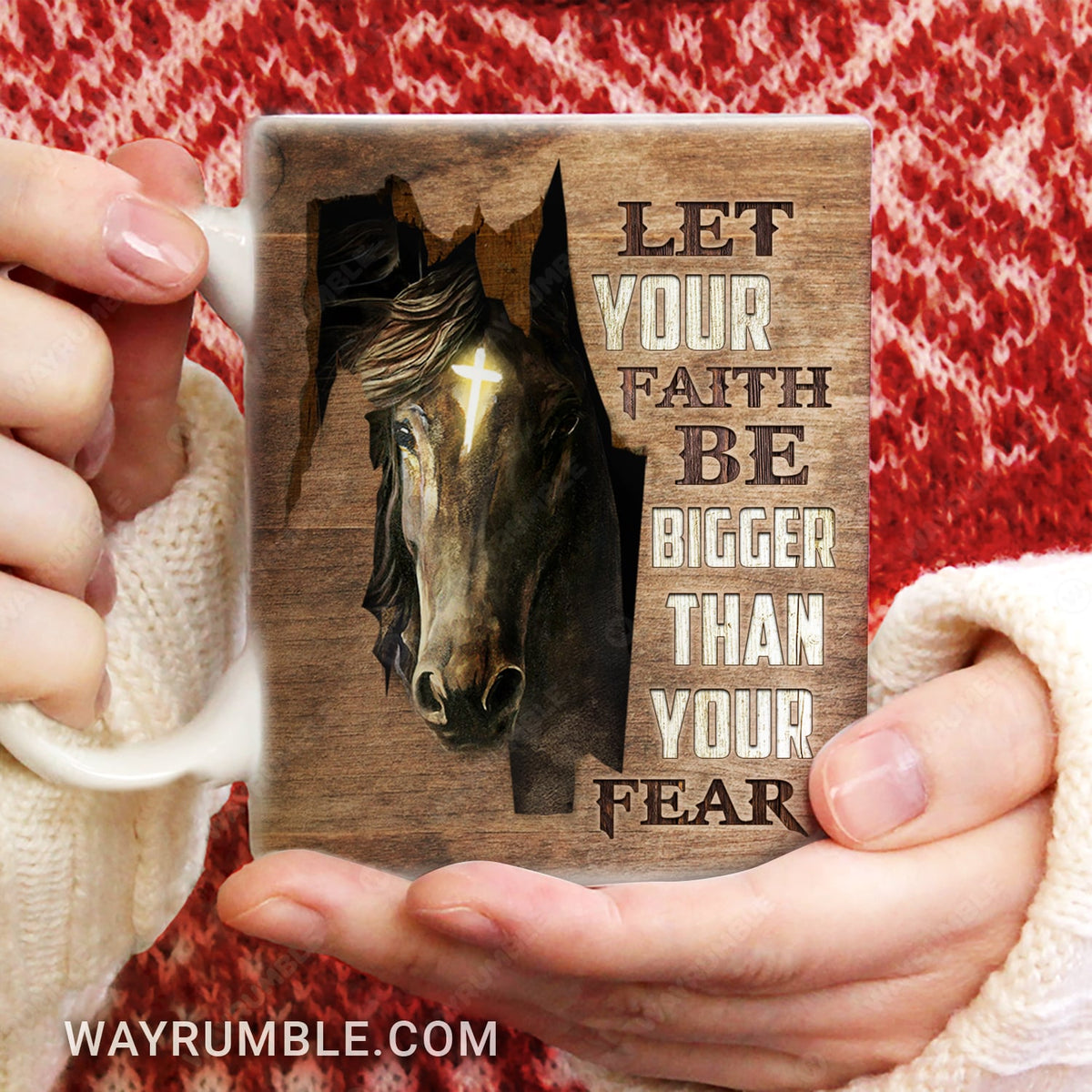 Horse painting, Let your faith be bigger than your fear - Jesus AOP Mug