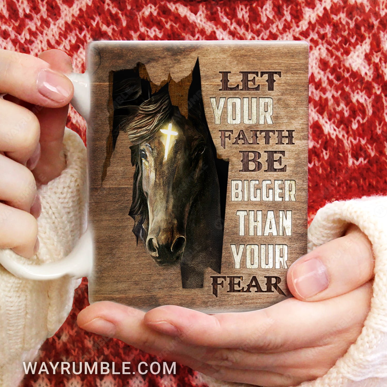 Horse painting, Let your faith be bigger than your fear - Jesus AOP Mug