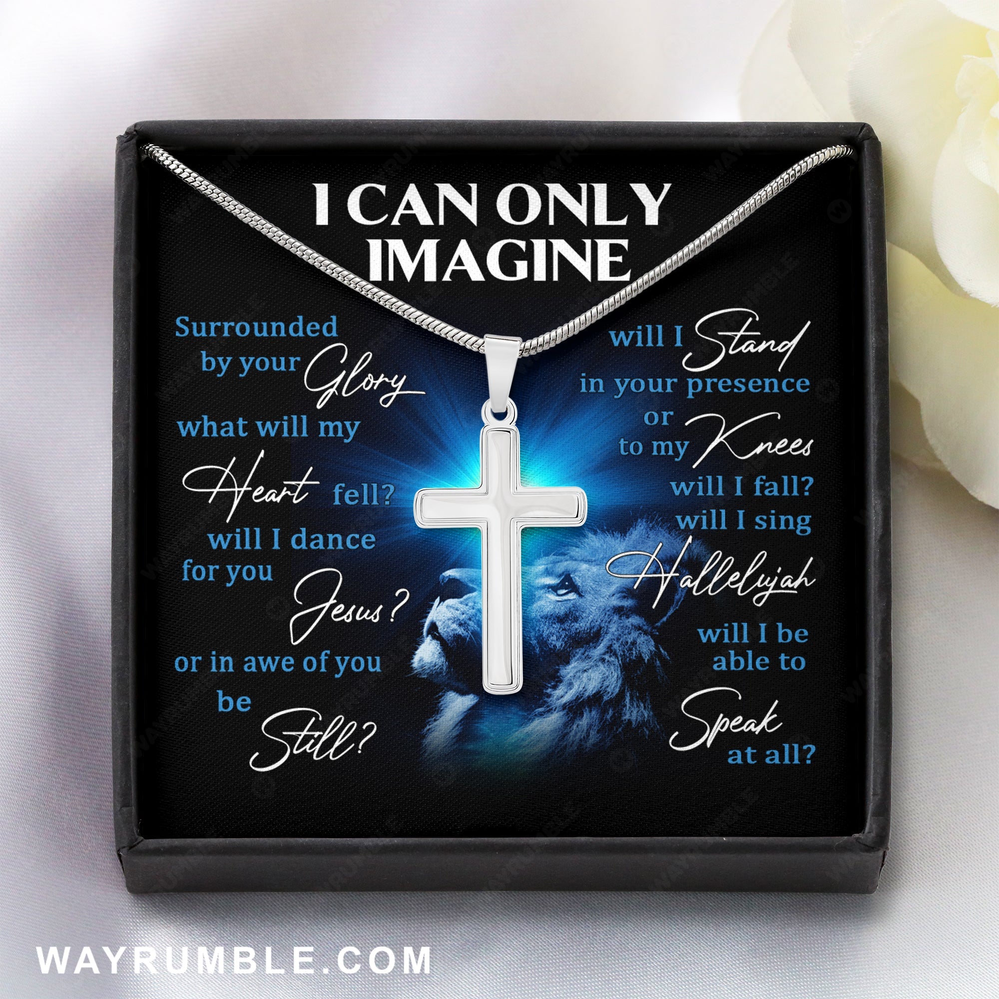 Blue light, I can only imagine - Jesus Cross Necklace Message Card