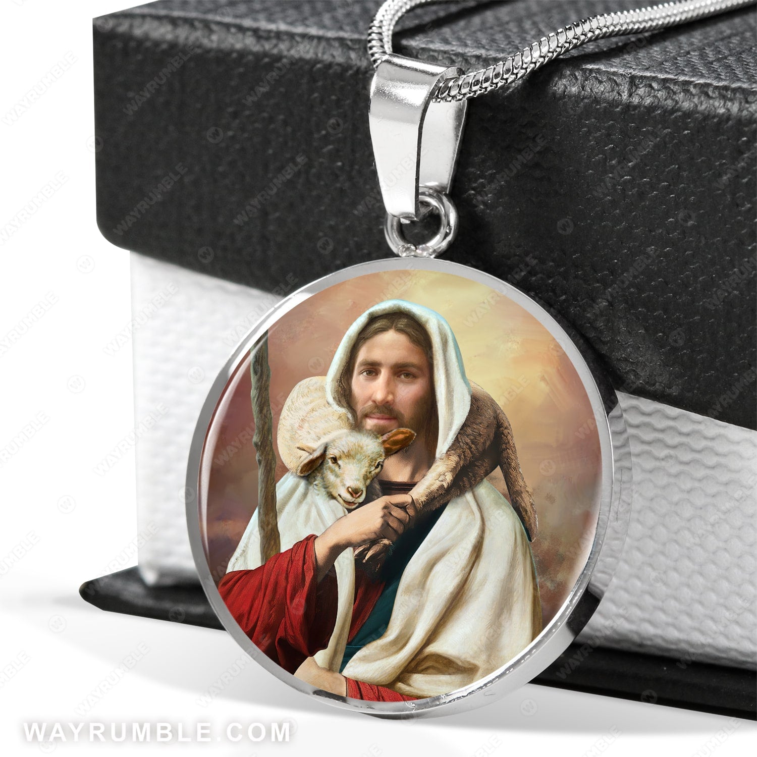 Real face of Jesus, Lamb drawing, Jesus painting - Jesus Circle Necklace