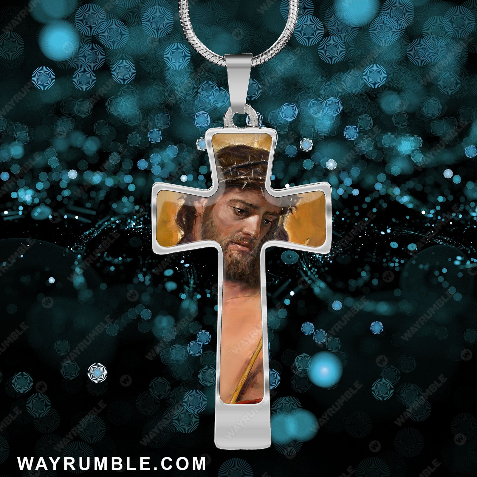 Jesus painting, Watercolor drawing The real face of Jesus - Jesus Cross Necklace