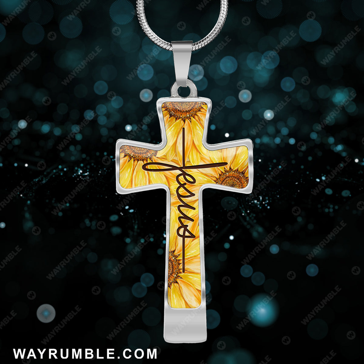 Sunflower cross necklace sale