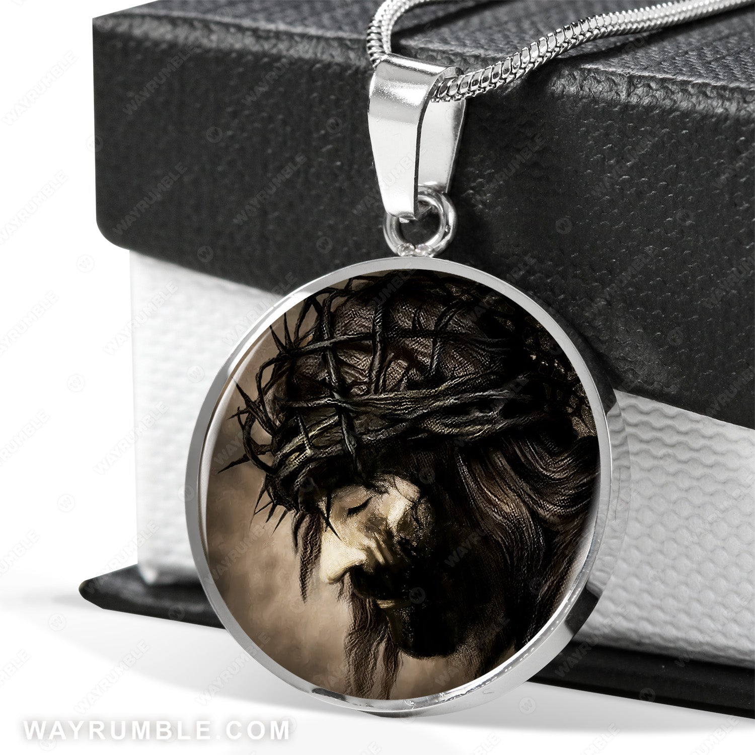 Jesus painting, Jesus is our savior - Jesus Circle Necklace
