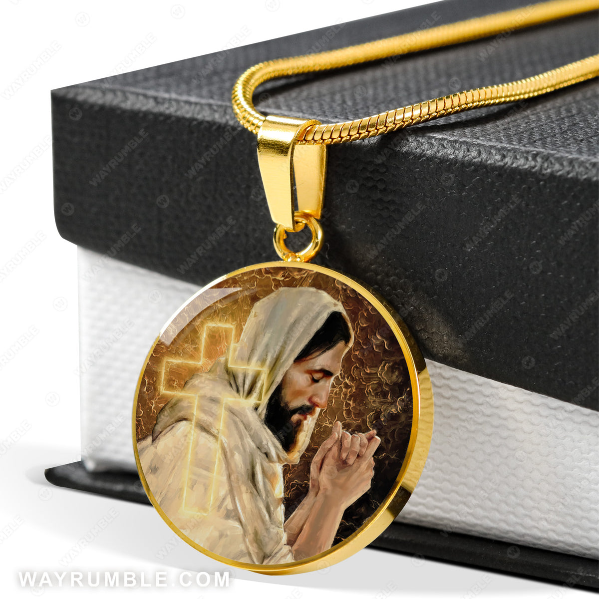 Jesus painting, Cross symbol, Prayer for today - Jesus Circle Necklace