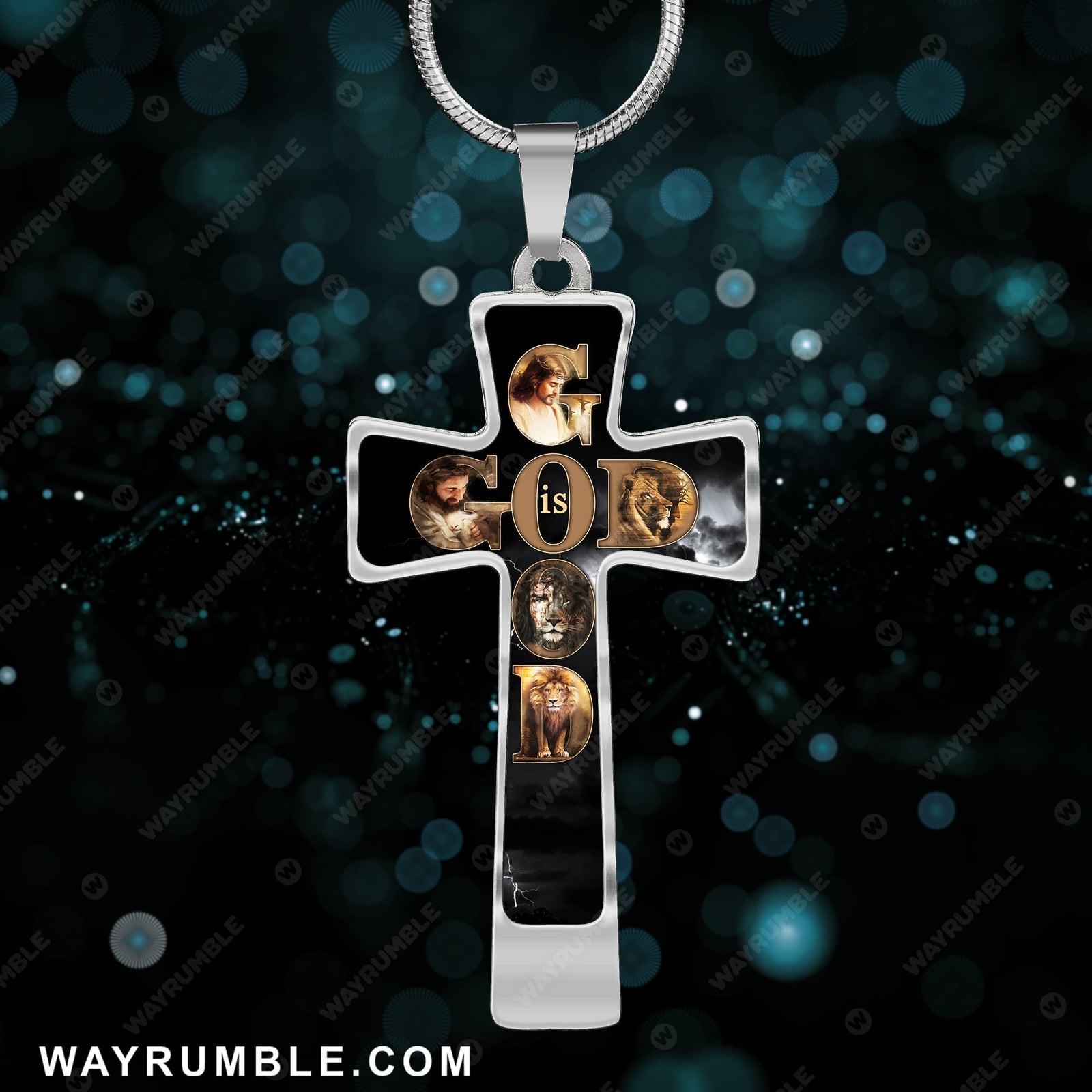 Lion of Judah, God is Good - Jesus Cross Necklace