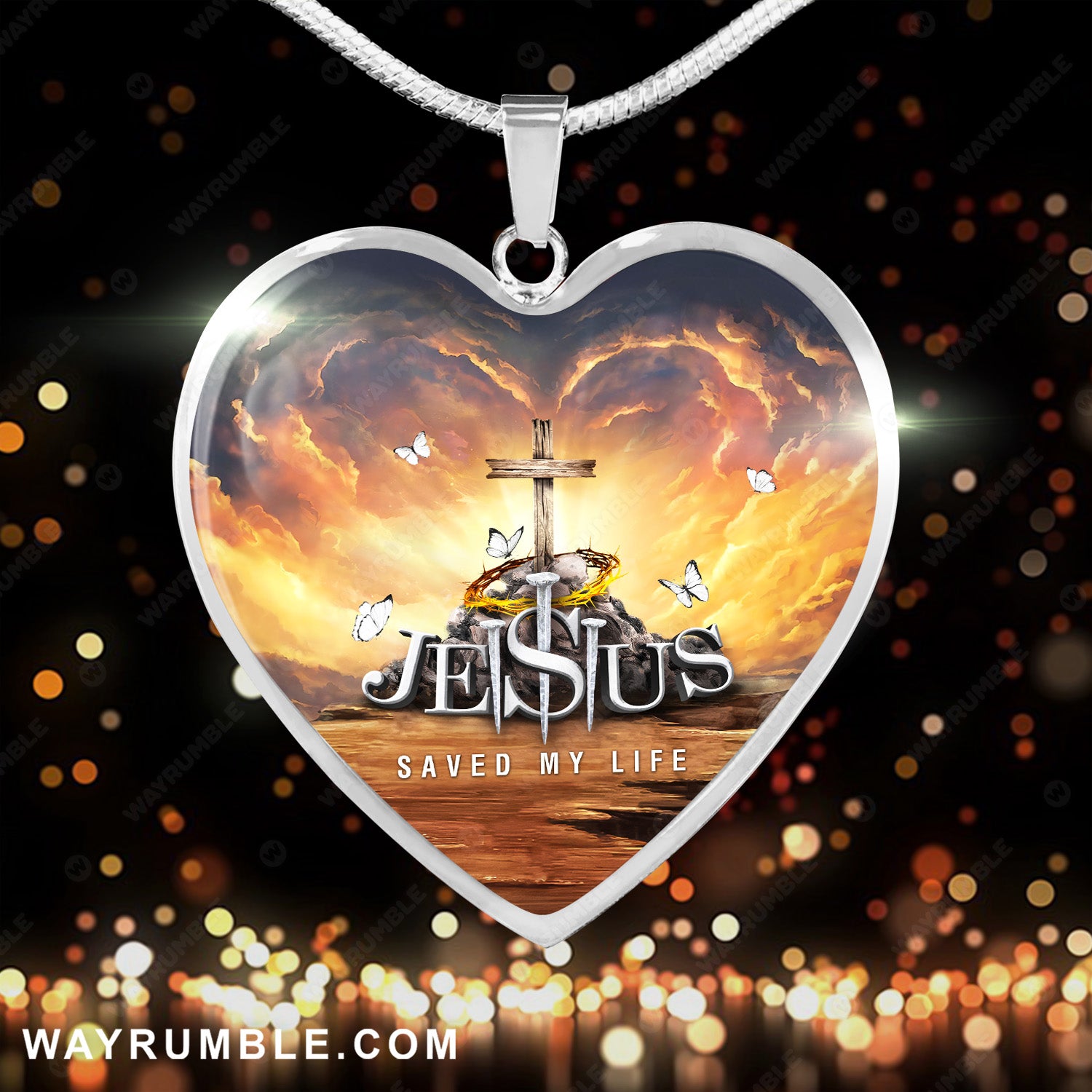 Heaven's light, The sword, Jesus saved my life - Jesus Heart Necklace