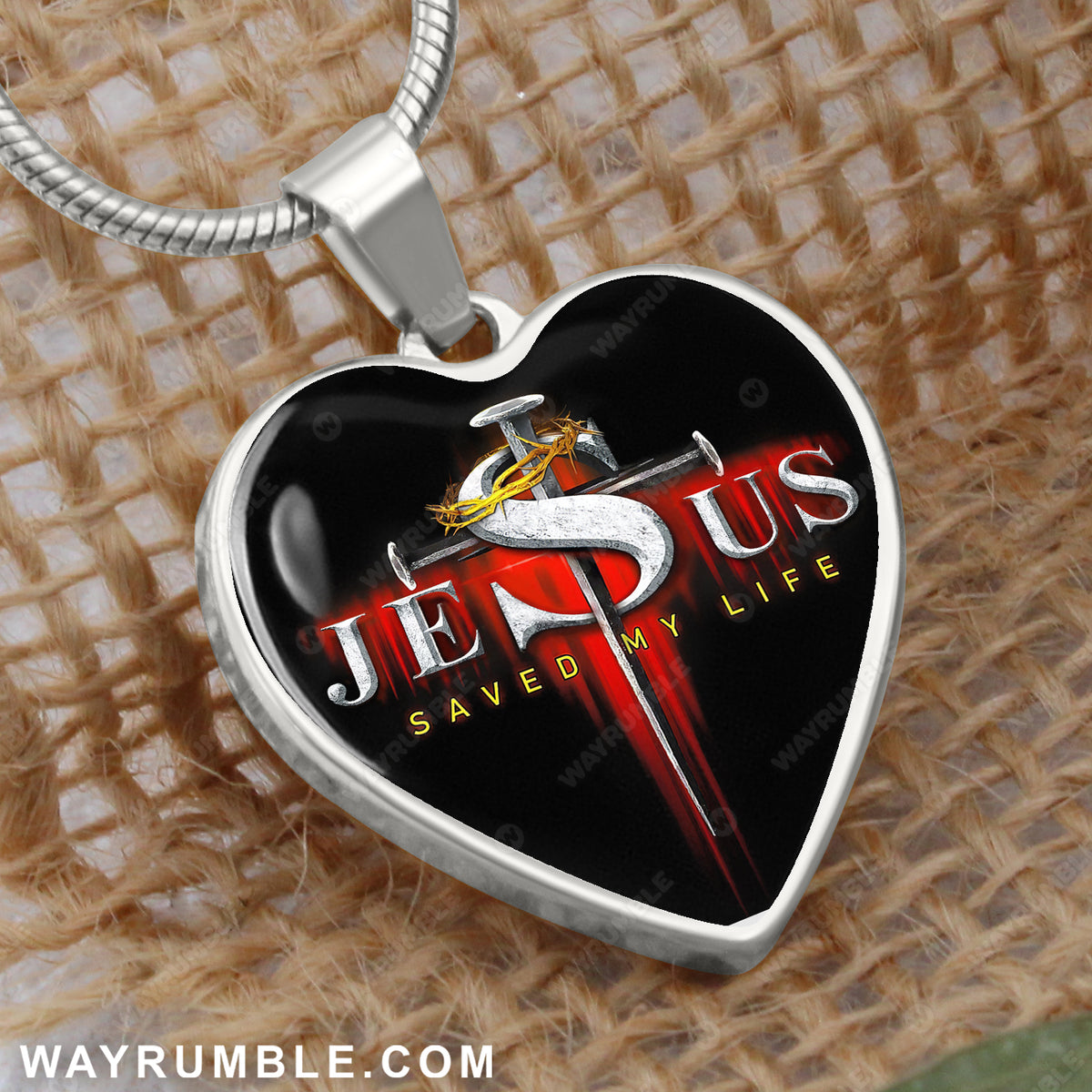 Cross nail, Jesus saved my life - Jesus Heart Necklace