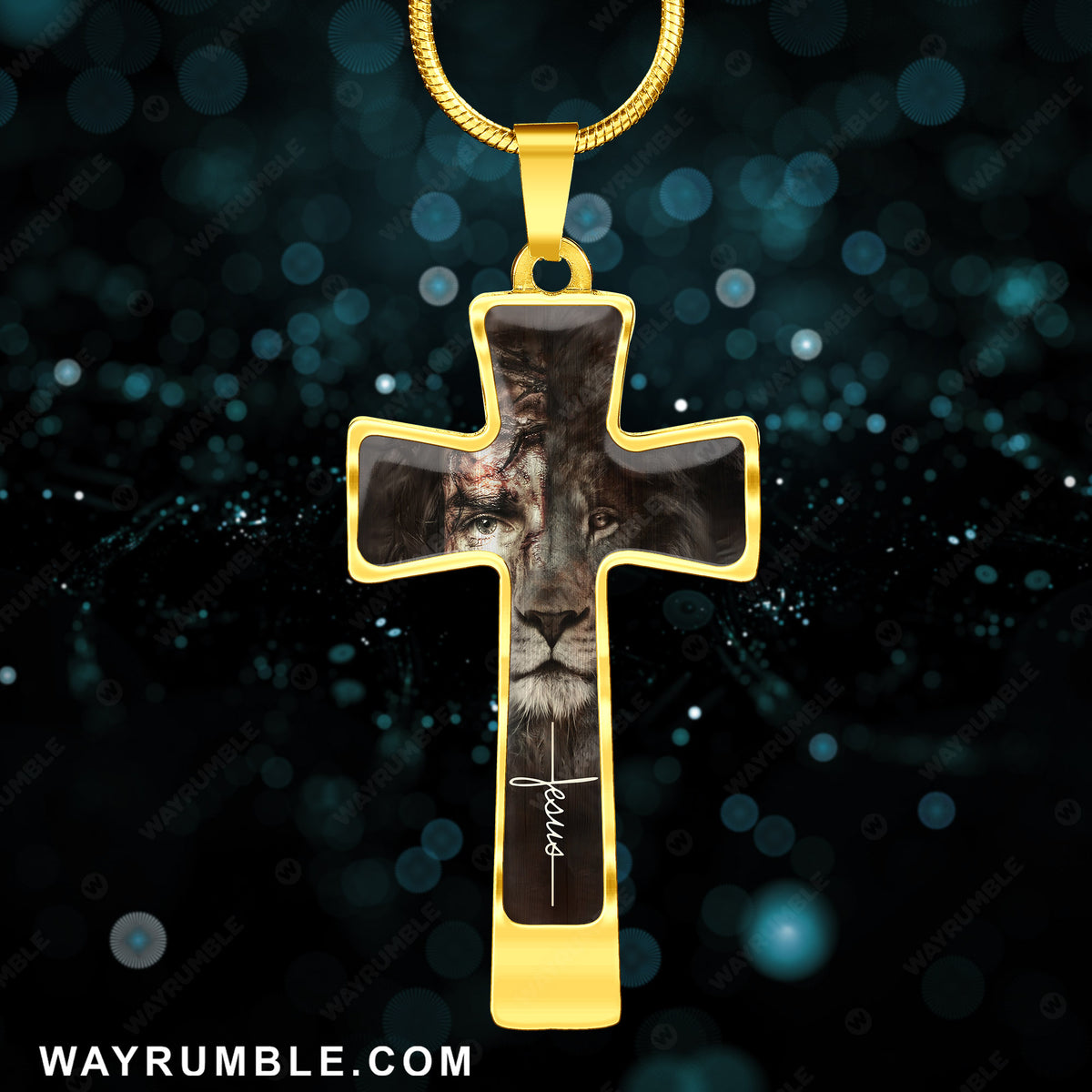 Jesus painting, The lion of Judah, The perfect combination - Jesus Cross Necklace