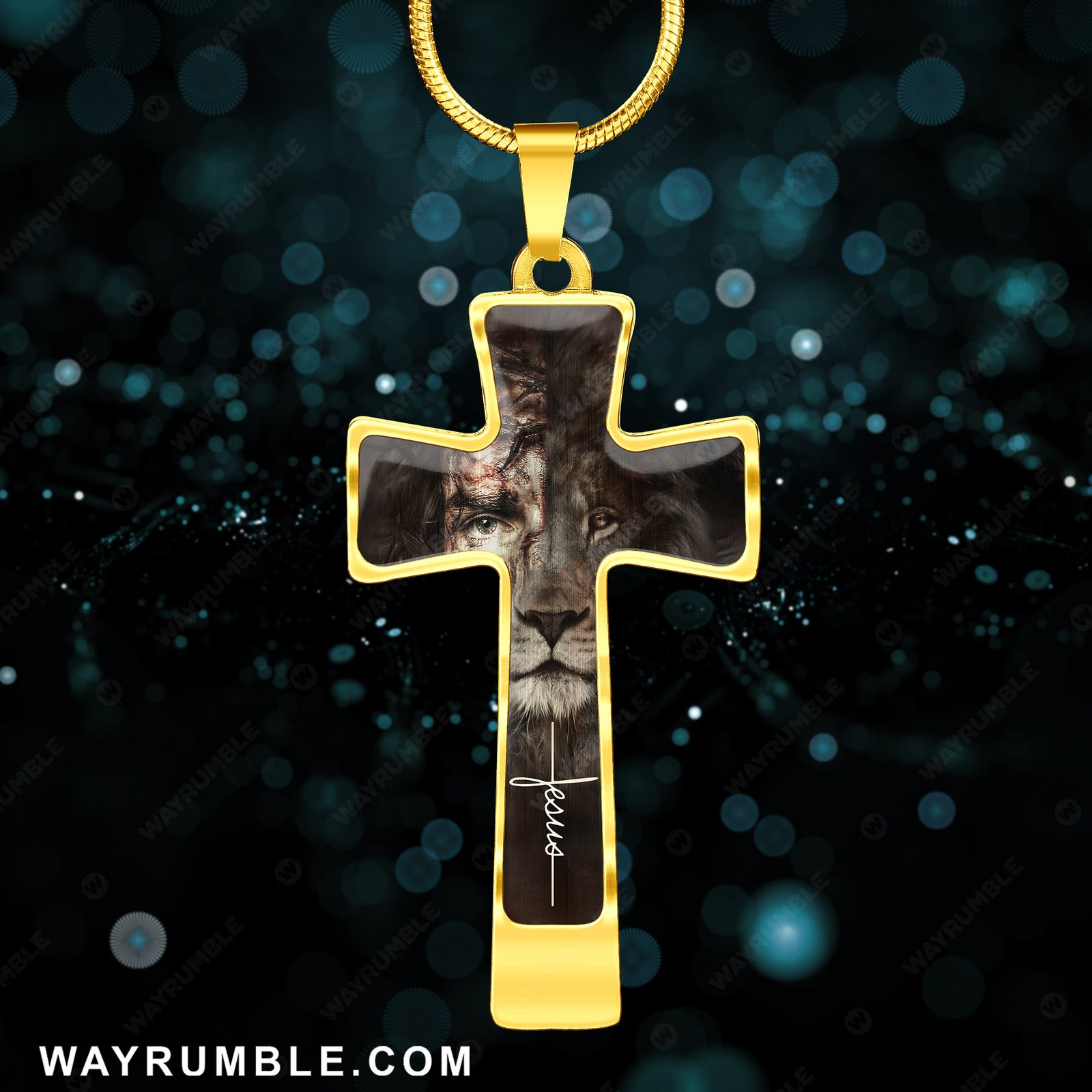 Jesus painting, The lion of Judah, The perfect combination - Jesus Cross Necklace