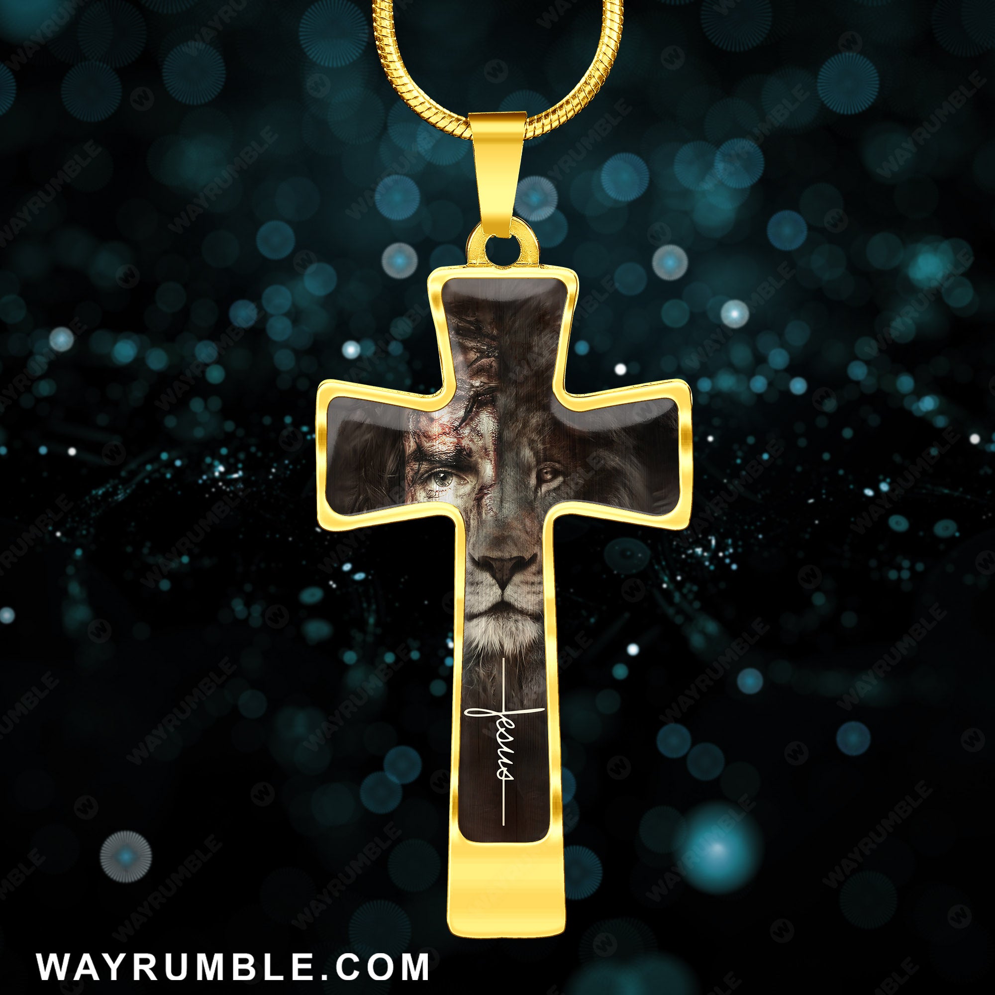 Jesus painting, The lion of Judah, The perfect combination - Jesus Cross Necklace
