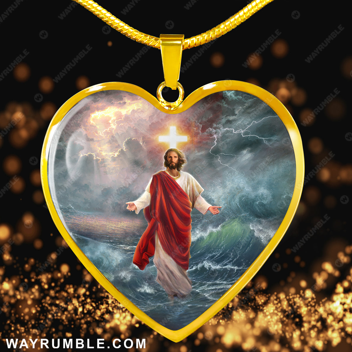 Jesus deals circle pendant