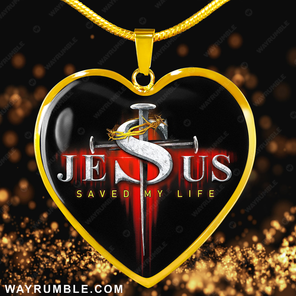 Cross nail, Jesus saved my life - Jesus Heart Necklace