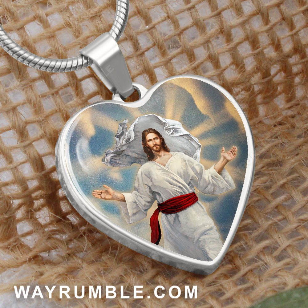 Jesus painting, Jesus saves us all - Jesus Heart Necklace